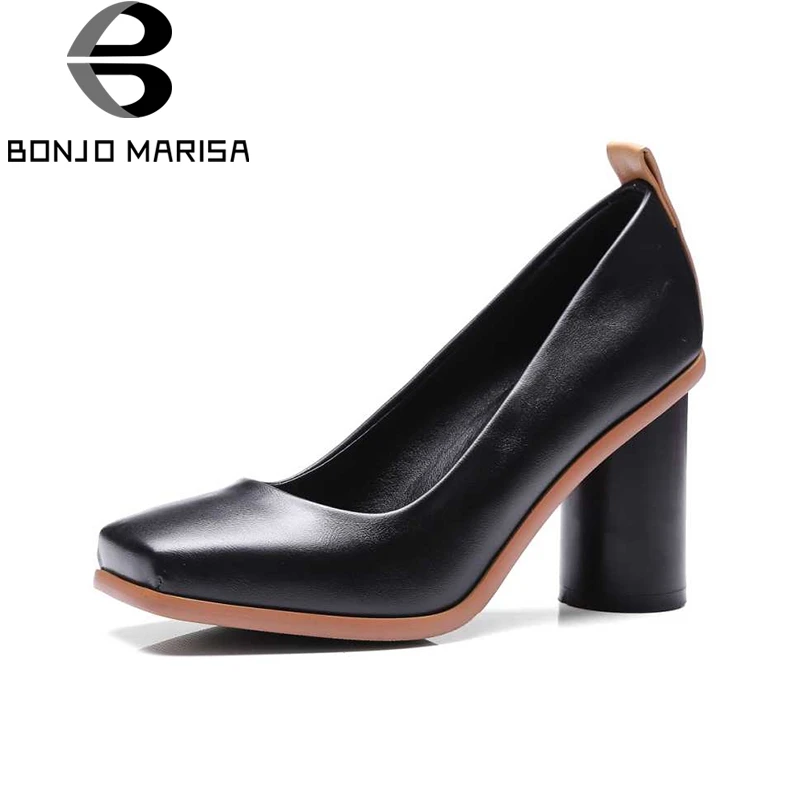 

BONJOMARISA Top Quality Big Size 33-43 Fashion Women Sexy Pumps Cylindrical High Heels Platform Party Wedding Shoes Woman