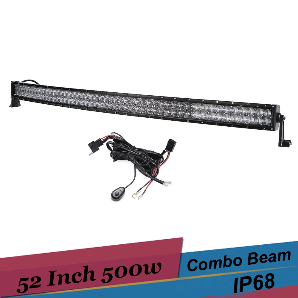 

500w 5D Curved LED Light Bar 52 Inch Off Road Como Driving Light for 2007 Dodge Ram 1500 4x4 SUV 4WD Truck Pickup Boat LED Bar