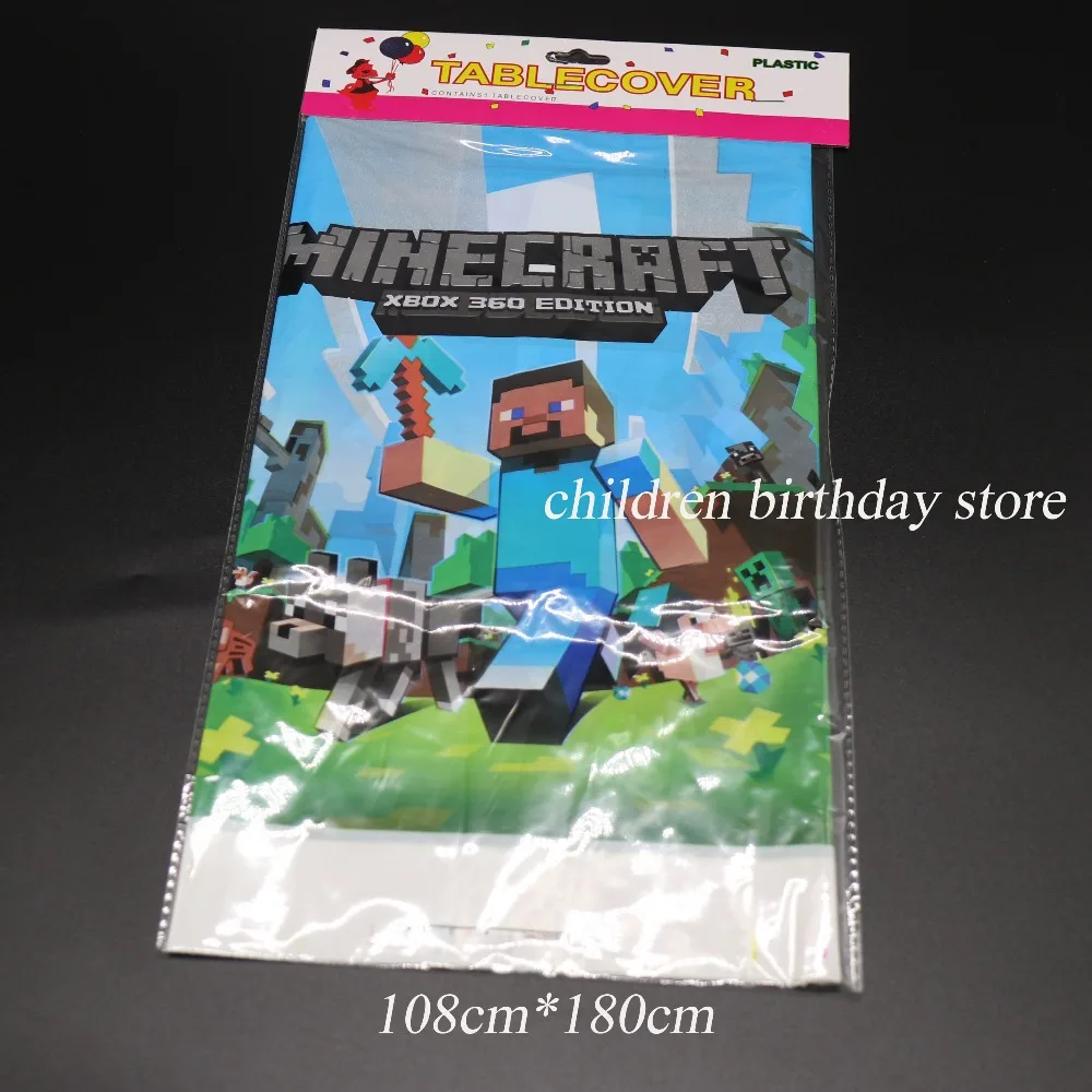 

1pcs/lot 108CM*180CM Minecraft disposable tablecloths kids birthday party decorations Minecraft table cover plastic tablecloths