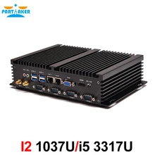 Partaker I2 Core i5 3317u Промышленных PC 1037u Fanless Mini PC Windows 10 TV Box HDMI 4 RS232 Двойной NIC 2 LAN 8 USB Wi-Fi Ковер