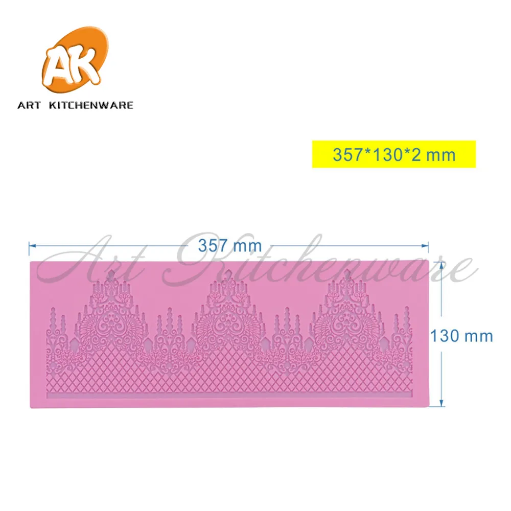2плесень Замок силиконовые торт Кружево Коврики силиконовые Кружево формы помадка для украшения торта Инструменты границы украшения Кружево плесень LFM-28