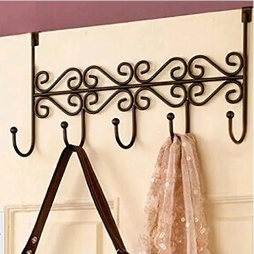 

5 Hanger Black Towel Hat Coat Clothes Wall Door Hook Hanger Over Bathroom