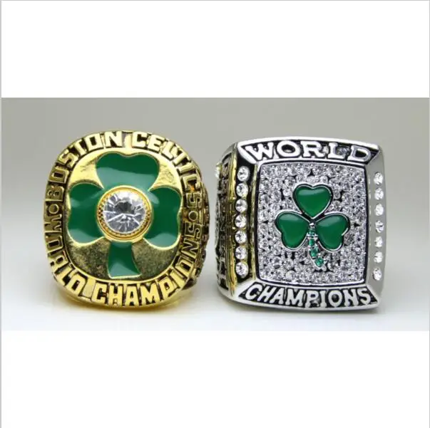 One set 2 PCS 1984 2008 Boston Celtics National Bakstball Championship Ring 10 Size