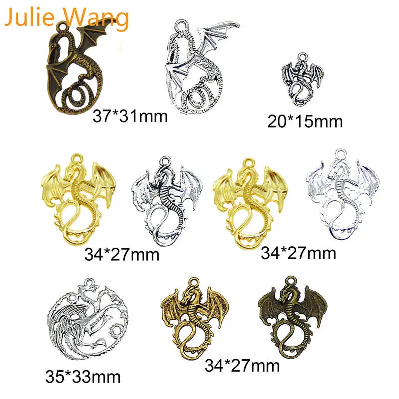 Julie Wang 11 шт. миэксд демон драконы сплав амулеты коллекция антикварные цвета Подвески Серьги фурнитура Аксессуары для изготовления ювелирных изделий