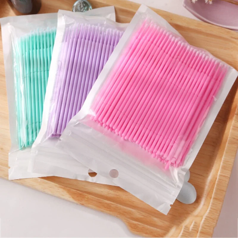 100pcs/lot Mascara Brush Swab Cotton Cleaning Rod Durable Micro Eyelash