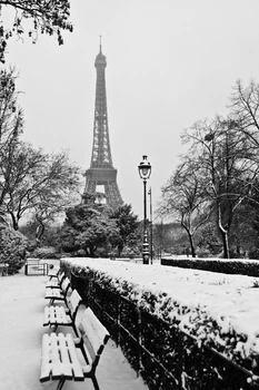 

photographic picture print on canvas black and white pictures landscape painting Eiffel tower view from snowed park prints