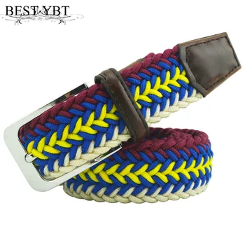 

Best YBT Unisex belt new Breathable free punching Stretch weave canvas Men belt casual sport Men and Women cowboy belt