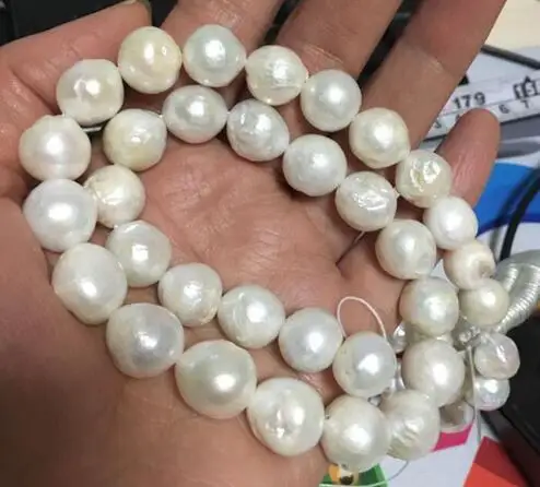 

Free shipping white 12-14mm south sea baroque pearl necklace 18 INCH