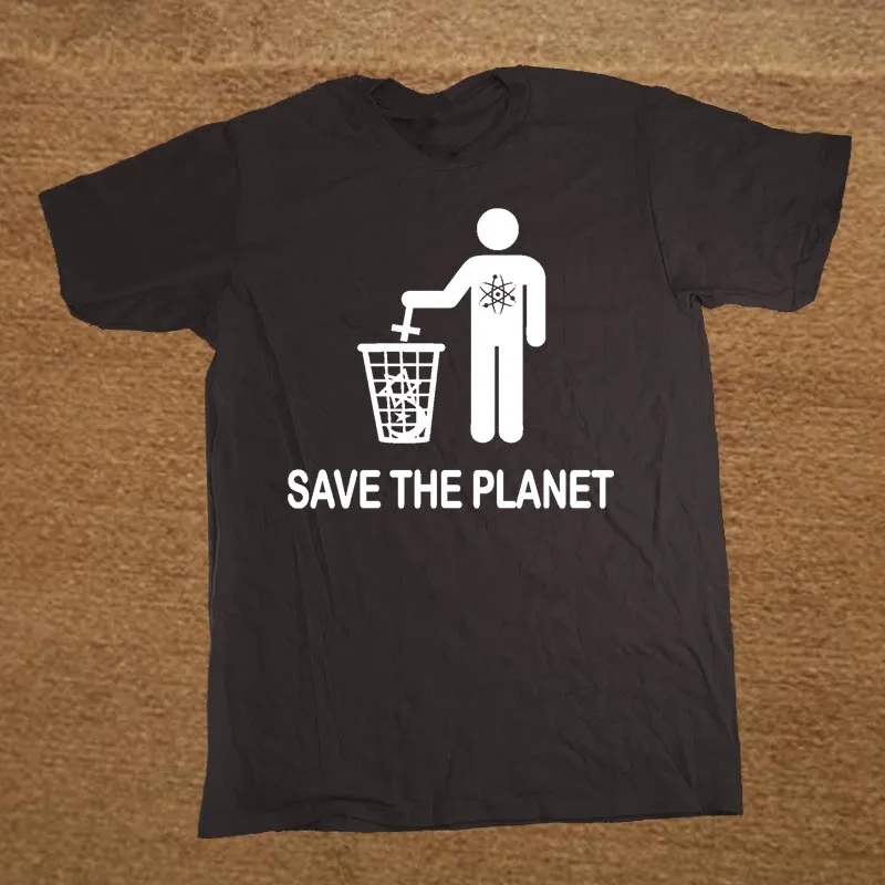 Летняя Новинка, забавные атеистские футболки Save The Planet, мужские хлопковые футболки с круглым вырезом, футболки в стиле хип-хоп - Цвет: BLACK