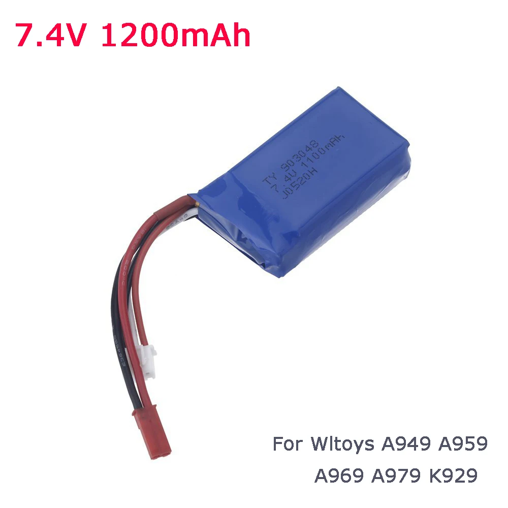 

7.4V 1100mah LiPo Battery With JST Plug For Wltoys A949 A959 A969 A979 K929 1/18 Rc Car