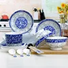 Guci Jingdezhen bone porcelain bowl 4 person 18 pieces bowl plate blue and white porcelain combination Chinese style tableware ► Photo 2/5