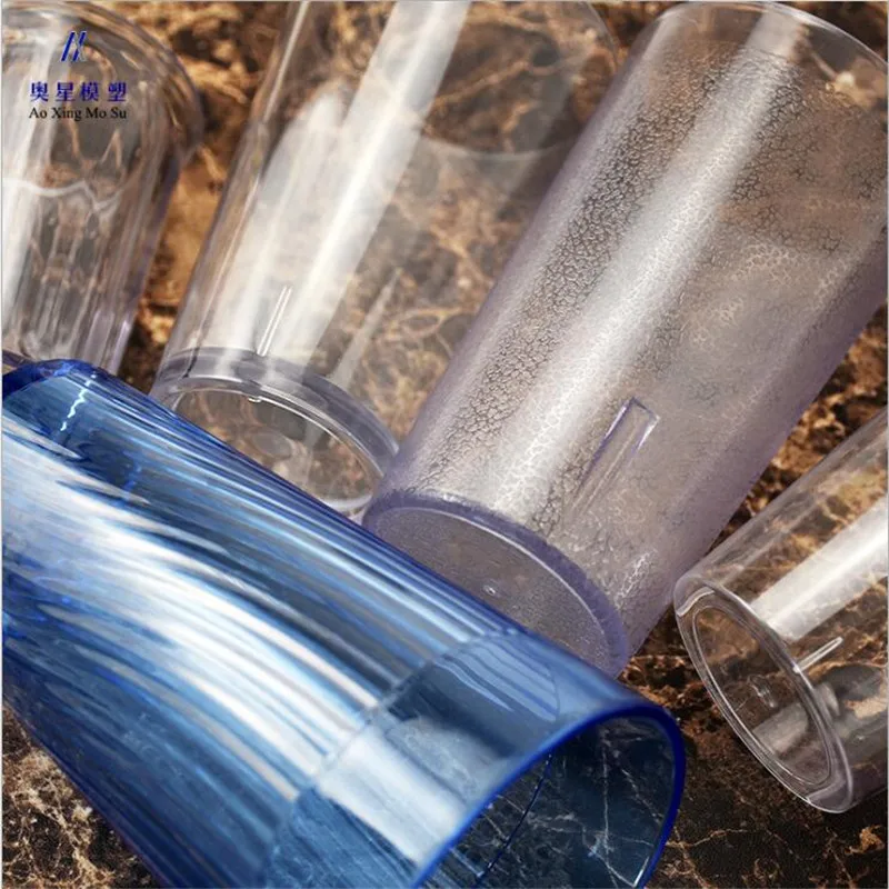 Multi standard transparent plastic cup home daily wash cup flat bottom cup 5/setTumblers