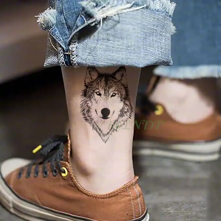 Autocollant De Tatouage Temporaire étanche Animal Loup Lion