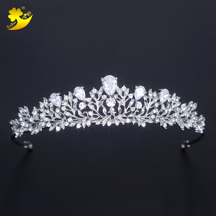 

Xinyun CZ Wedding Crown Hair Jewelry Bride Hair Accessories Bridesmaid Gift Couronne De Mariage Rhinestone Bridal Tiaras Crown