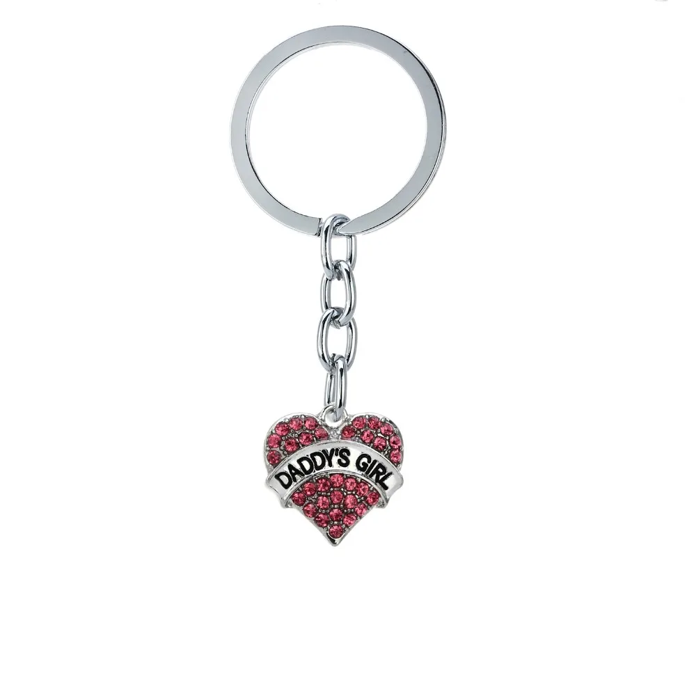 12 Pc/Lot Daddy's Girl Heart Crystal Pendant Keychain Key Ring Girl