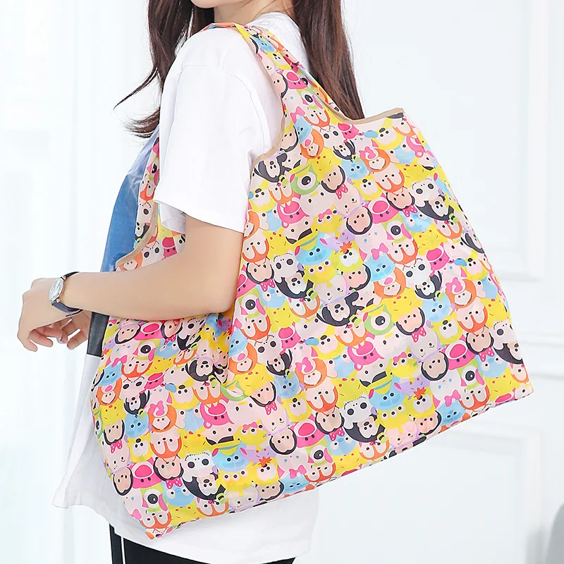 

TSUM mickey minnie portable environmental protection bag bag large capacity receive waterproof nylon bag shopping bag
