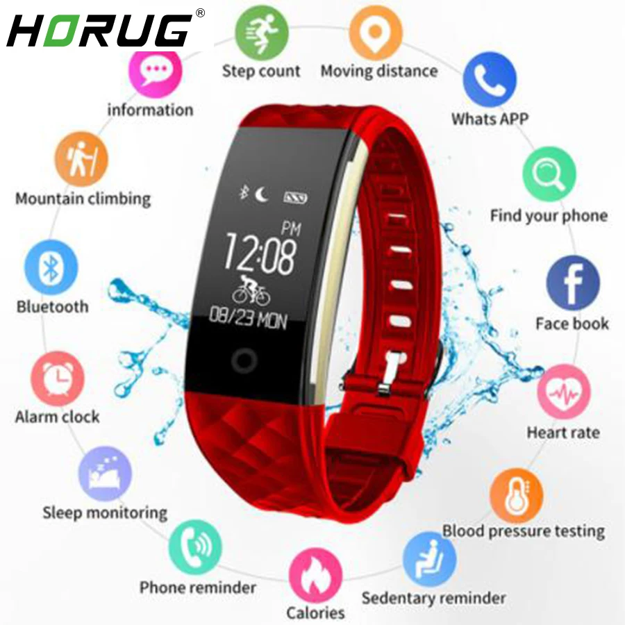 

HORUG Bluetooth Smart Watches For Women Smart bracelet For Android IOS iPhone Men Heart Rate Monitor Sleep Tracker Wristband