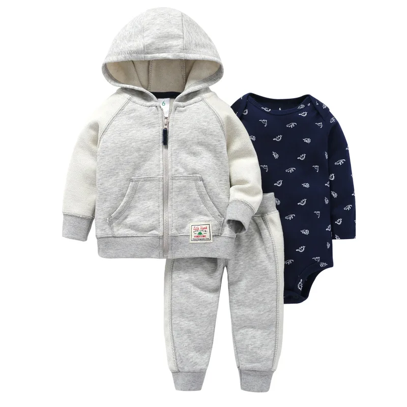 bebes/комплект одежды для маленьких мальчиков и девочек, хлопковый кардиган с капюшоном+ брюки+ боди, комплект из 3 предметов, Одежда для новорожденных - Цвет: model 1