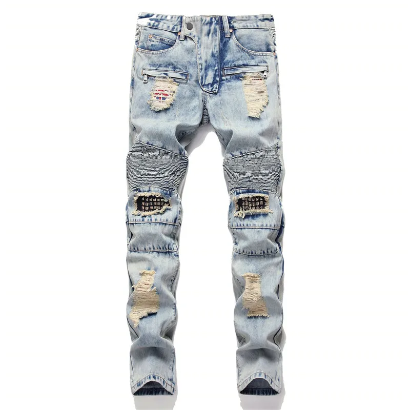 Aliexpress.com : Buy Newsosoo Hi Street Men Ripped Biker Jeans With ...