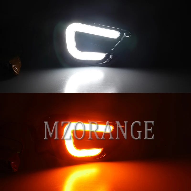 MZORANGE Автомобильный светодиодный дневный DRL ходовой свет белый+ желтый боковой поворотный свет противотуманная фара для Jeep Compass 2011- DC 12 V