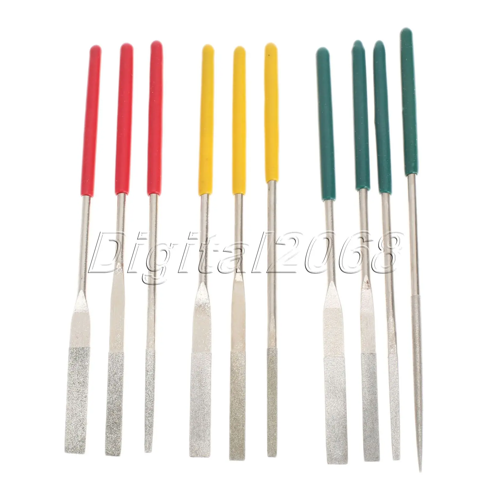 New 10pcs Diamond Needle File Set Plastic Handle Jewelers Glass Hobby