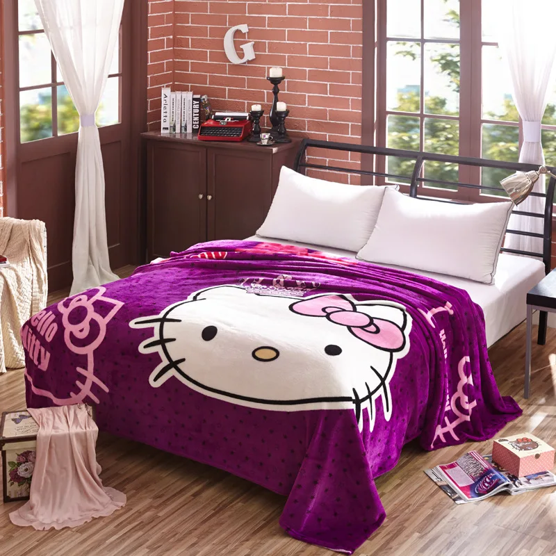 King Size 200x230cm Hello Kitty Cartoon Blanket Soft Touch Microfiber