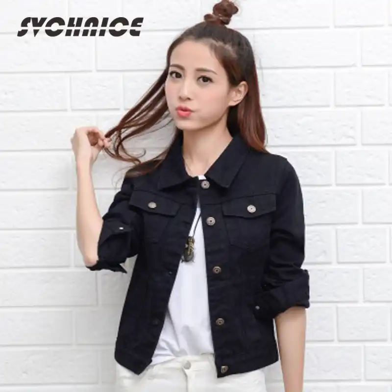 womens denim black jacket