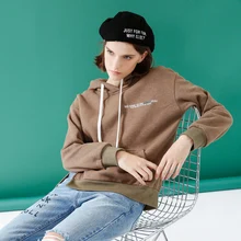 Toyouth модные Разделение Толстовка худи Для женщин флисовые толстовки с капюшоном и свитшоты с вышитой надписью пуловер спортивный костюм женский