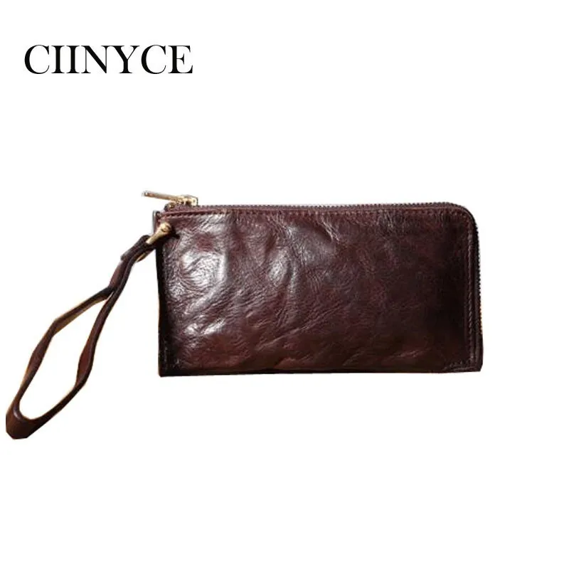 Men Vintage leather retro Purse long paragraph handmade multi-card bit first layer of Cow Skin ladies hand Clutches soft Wallets Men Vintage leather retro Purse long paragraph handmade multi-card bit first layer of Cow Skin ladies hand Clutches soft Wallets