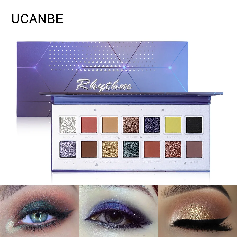 

14 Colors Rhythm Eyeshadow Palette Nude Shining Matte Long Lasting Eye Shadow Highlighter Powder Cosmetics TSLM1