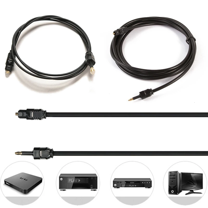

1M 2M 3ft Digital Optical Audio Cable For Toslink To Mini Plug 3.5mm Digital Optical SPDIF Audio Cable Wire