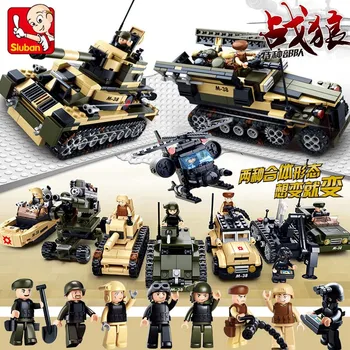 

Sluban compatible Army Tank Military Series Building Blocks figures Weapon Set Toy assemble Brick Model children