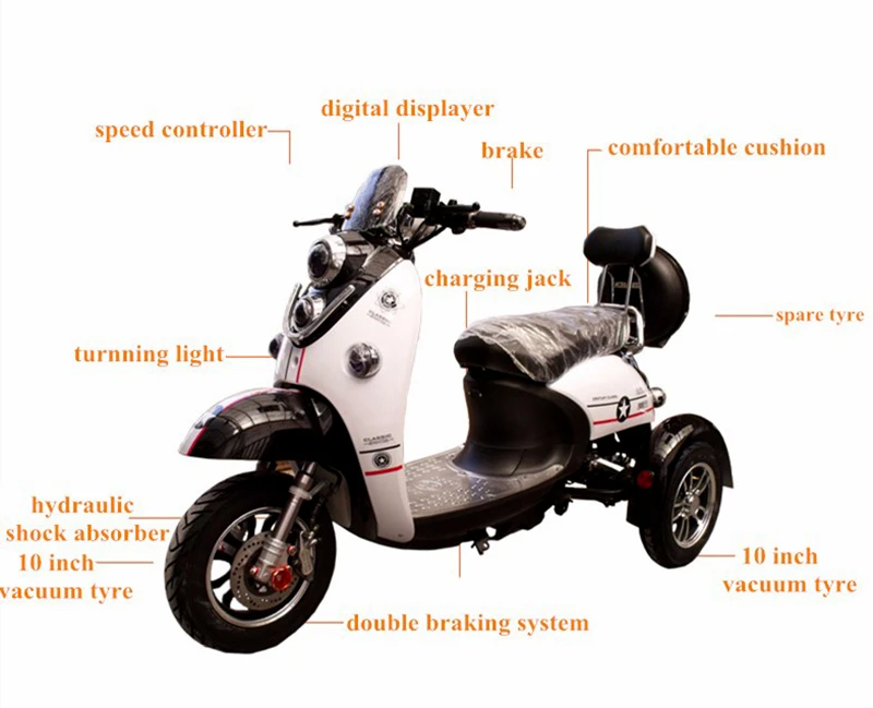 Top Electric Scooter Disc Brake Tricycle Many Color Lithium Battery Collapsible Adult Free Installation For Double People Elders 6