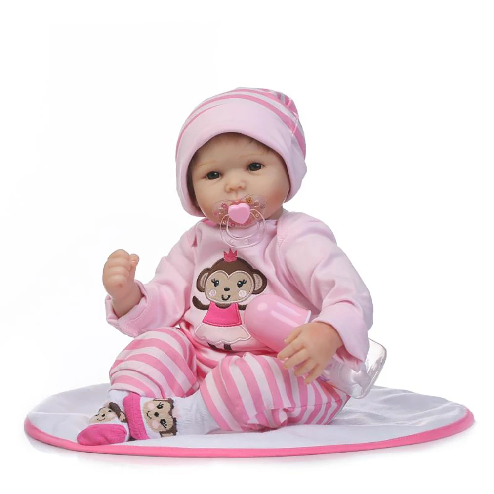

50cm girl doll reborn soft silicone reborn babies with bear doll fashion children gift dolls toys bebes bonecas menina
