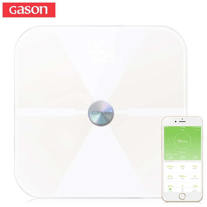 

GASON T6 Smart Body Fat Scales Floor Electronic LED Digital Weight Bathroom Composition Monitor Bluetooth 4.0 APP Android or IOS