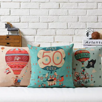 

Pixar Cartoon cute hot air balloon cotton pillow cushion Fire balloon pillow Square Pillowcases Home Decor sofa cushions