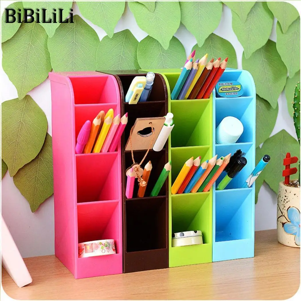 Hot Multifunction Four Grid Candy-colored Desktop Debris Storage Organizer Box For Office stationery Pen Socks Make up Tools | Дом и сад