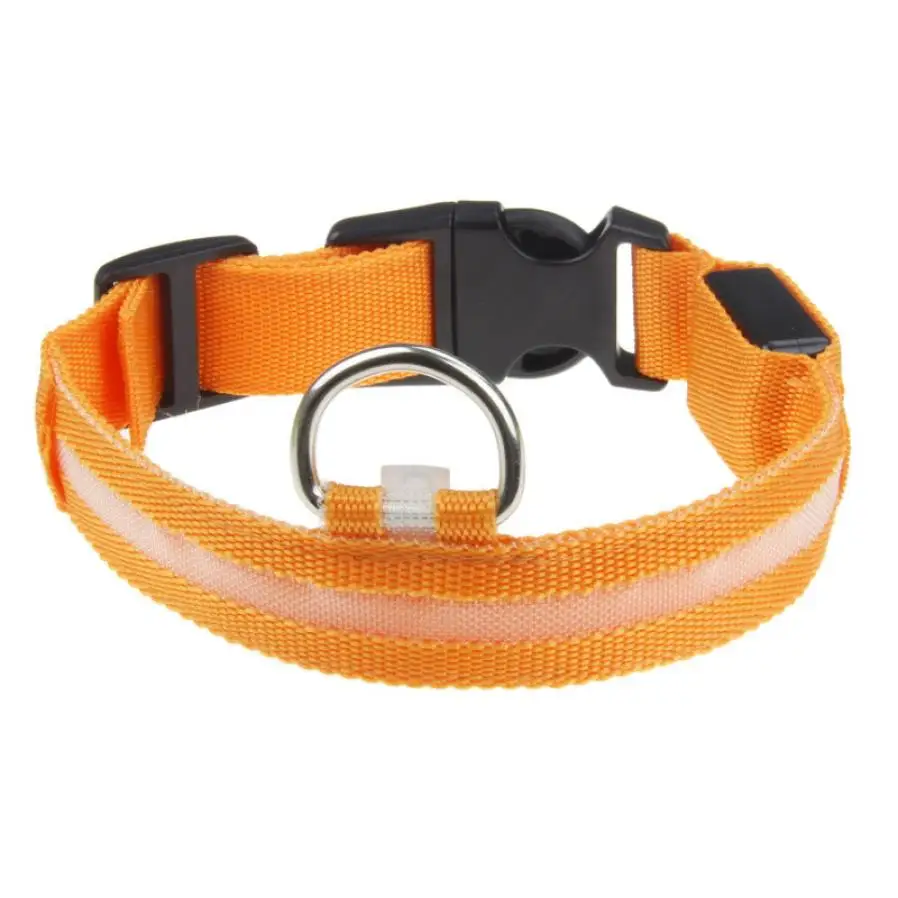 Светодиодный ошейник для собак, USB Перезаряжаемый светильник, ошейник для домашних животных, регулируемый нейлоновый мигающий светящийся ошейник для щенка, против потери#38 - Цвет: Orange