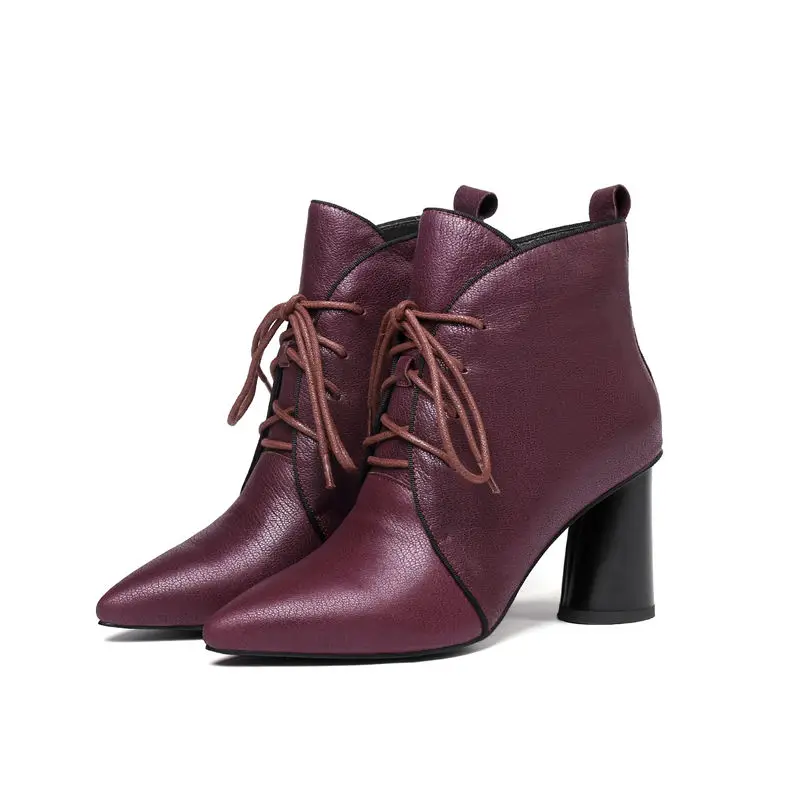 Fur Peu Pointu Black Femmes Véritable Talons Bottes Mode Chaude Red 2018 Profonde Solide Vente Pour black Fur Épais Liée Asumer En With De Not Fur Croix Cuir Bout wine Cheville vwq7Fx1Y