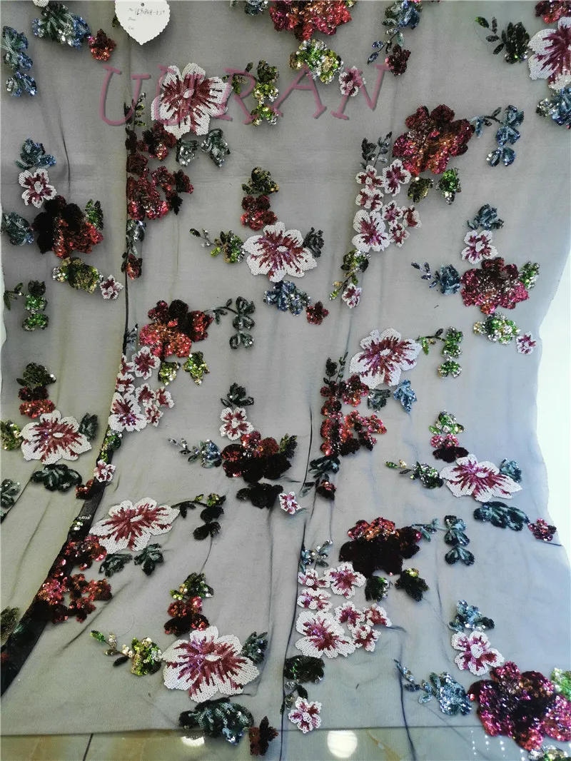 

Sequined fabric flower new fashion mesh tulle embroidery french net lace fabric with sequins