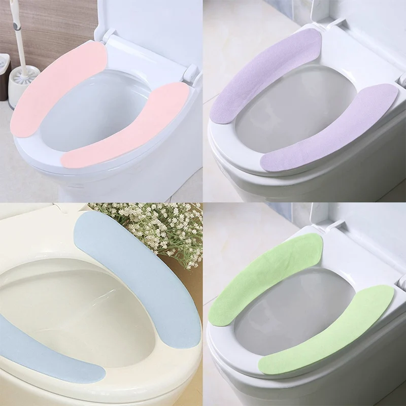 1 Pair Washable Warm Health Sticky Toilet Mat Seat Cover Pad Household