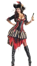 Ensen piratas del caribe cosplay disfraces de halloween europa stripe dress juegos de rol partido fantasia adulto traje