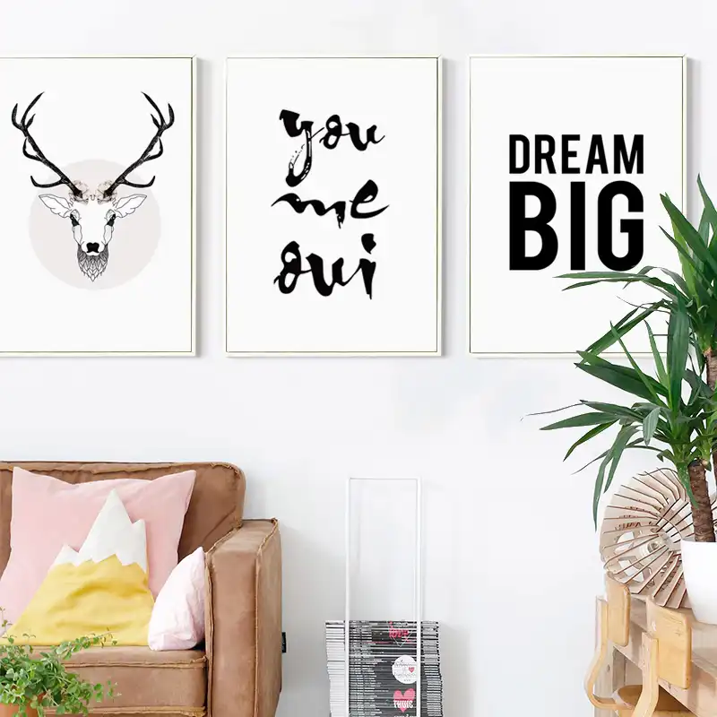 Decoracion De Mesa Salon De Murales Cabeza De Venado Moderno