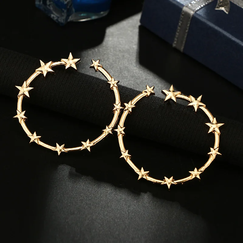 

Simple Pentagram Pendant Drop Earrings Gold Silver Geometric Big Star Drop Dangle Earring for Women Party Gift Punk Style YY806