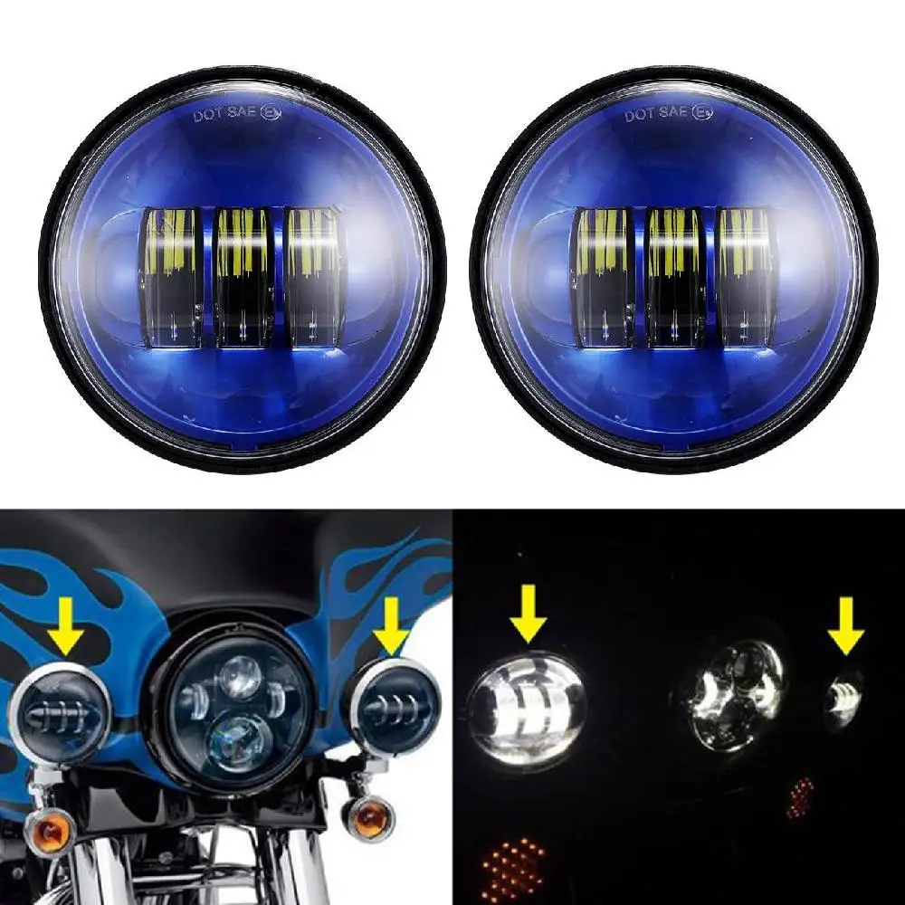 Partol 2pcs4.5 inch Motorcycle LED Auxiliary Passing Lights Waterproof 6000K 10 16V For Harley