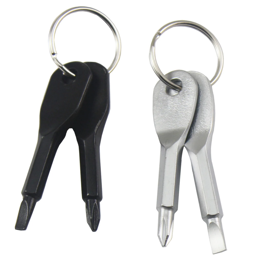 

2pcs Precision Alloy Steel Multifunction Key Chain With Cross Slotted Screwdriver EDC Portable Screwdriver Set Tool
