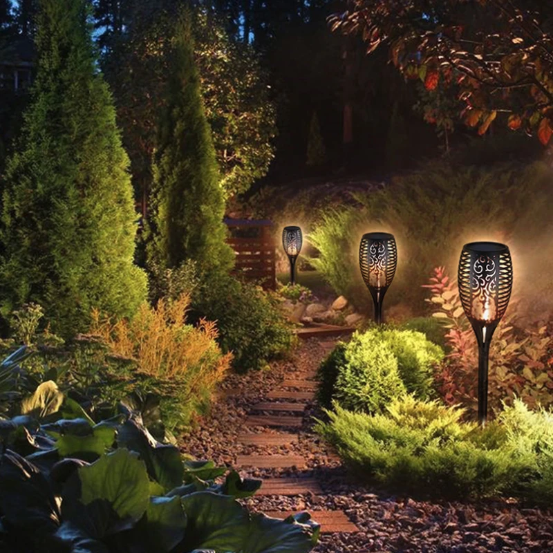 Paisagem ao ar Decoração do Jardim 96led Chama Bruxuleante Luz Solar à Prova d' Água Luz da Tocha Solar Jardim Lâmpada Livre Gramado Luz 14 cintilação chama solar luz da tocha lâmpada