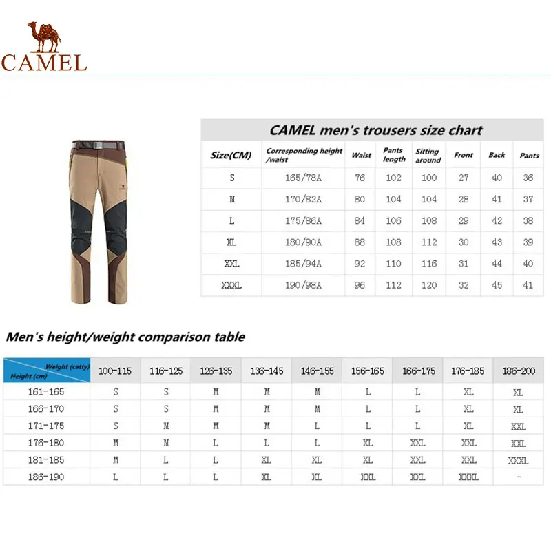 CAMEL nuevo de los hombres de secado rápido impermeable a prueba de viento pantalones de senderismo deporte al aire libre de verano transpirable Camping Trekking pantalones de pesca