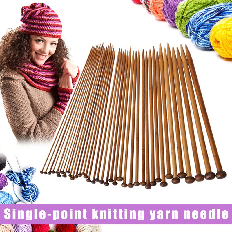 36 шт. 18 размеров одиночный острый карбонизированный бамбук Спицы для вязания ремесло застежки для вязания комплект MYDING