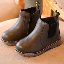 Children’s shoes autumn winter 2016 boys girls low short leisure leather retro Martin waterproof boots kids botas infantis 489